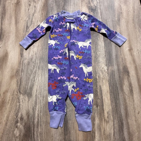 Hanna Andersson Other - Hanna Andersson Purple Horse Floral Organic Cotton Zip Sleeper 3-6 Months 60cm